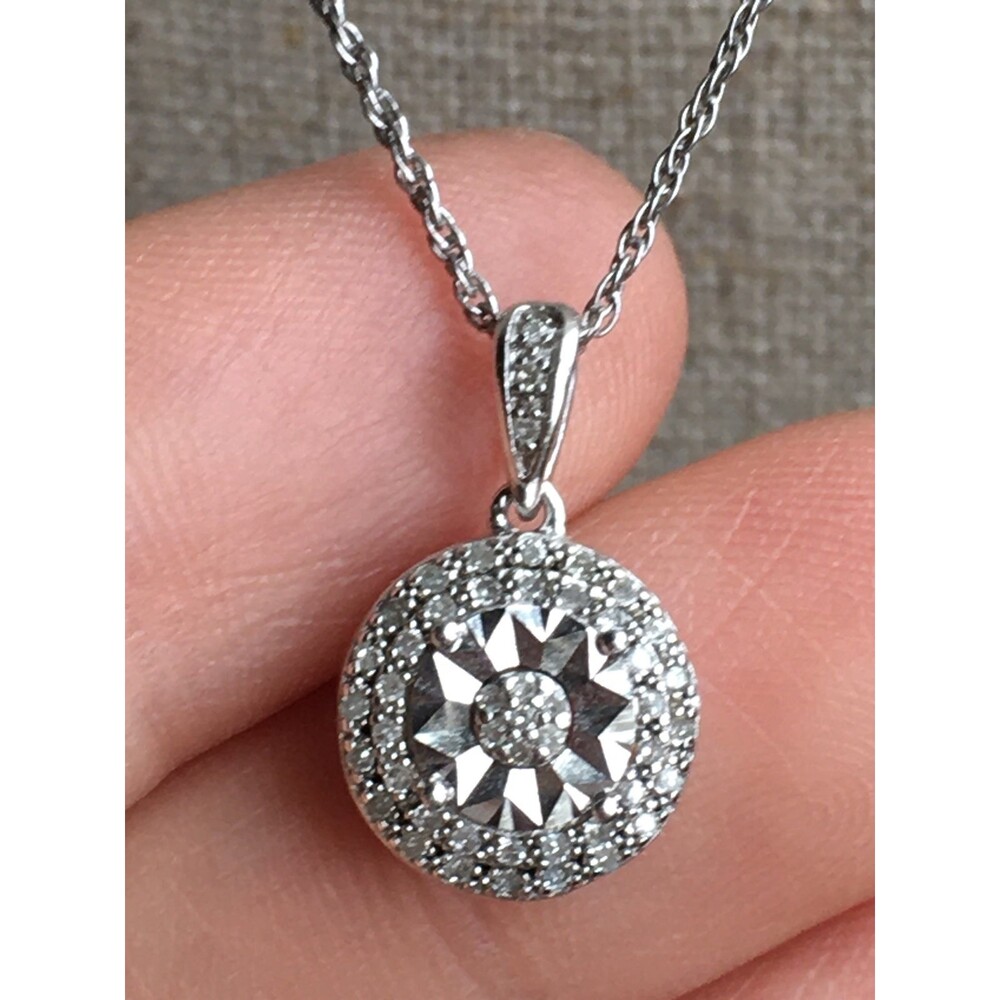 SLD 925 sterling silver genius diamond Necklace 18"